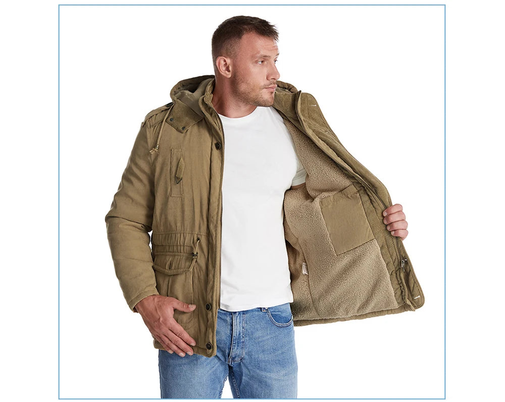 Veste d’Hiver Chaude Homme – DIMUSI Veste Tactique Épaissie | Polaire Doublée | Multi-poches | Coupe-Vent | Capuche | Mode & Outdoor - BLACKBEARD OUTDOOR INDUSTRIES