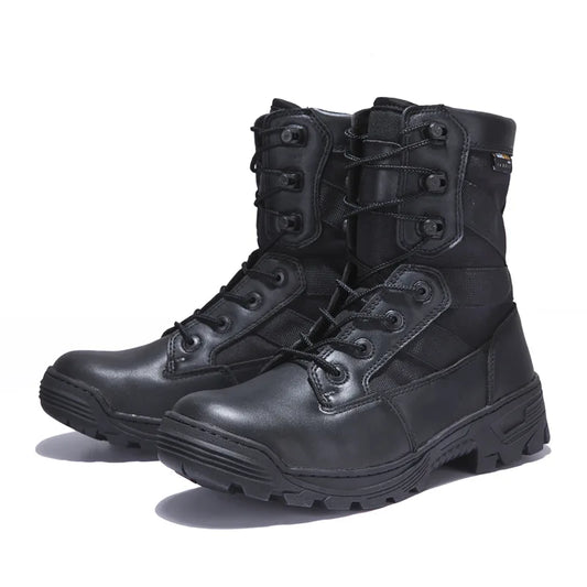 Chaussures Tactiques Montantes Homme Imperméables — Cuir, Semelle Caoutchouc, Tailles 39-46