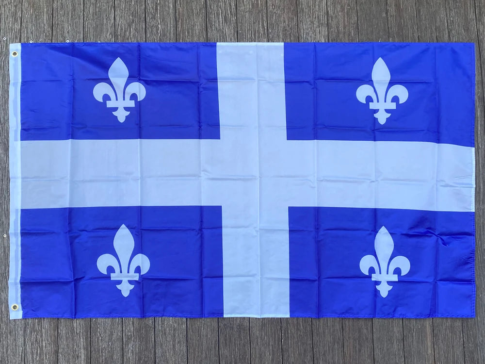 Drapeau du Québec – Fleurs de Lis – 90x150 cm – Polyester avec Œillets en Laiton – 3x5 Ft BLACKBEARD OUTDOOR INDUSTRIES