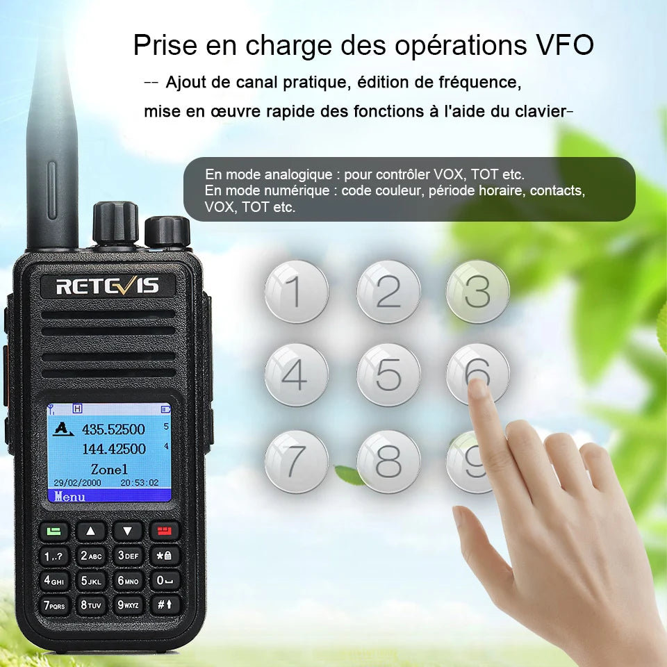Talkie-walkie DMR Retevis RT3S – Radio amateur VHF/UHF 5W, GPS (APRS), AES‑256, longue portée - BLACKBEARD OUTDOOR INDUSTRIES