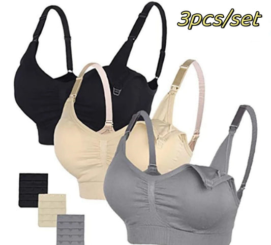 Lot de 3 Soutiens-Gorge d'Allaitement Maternité – Sans Armature, Grande Taille, Respirant