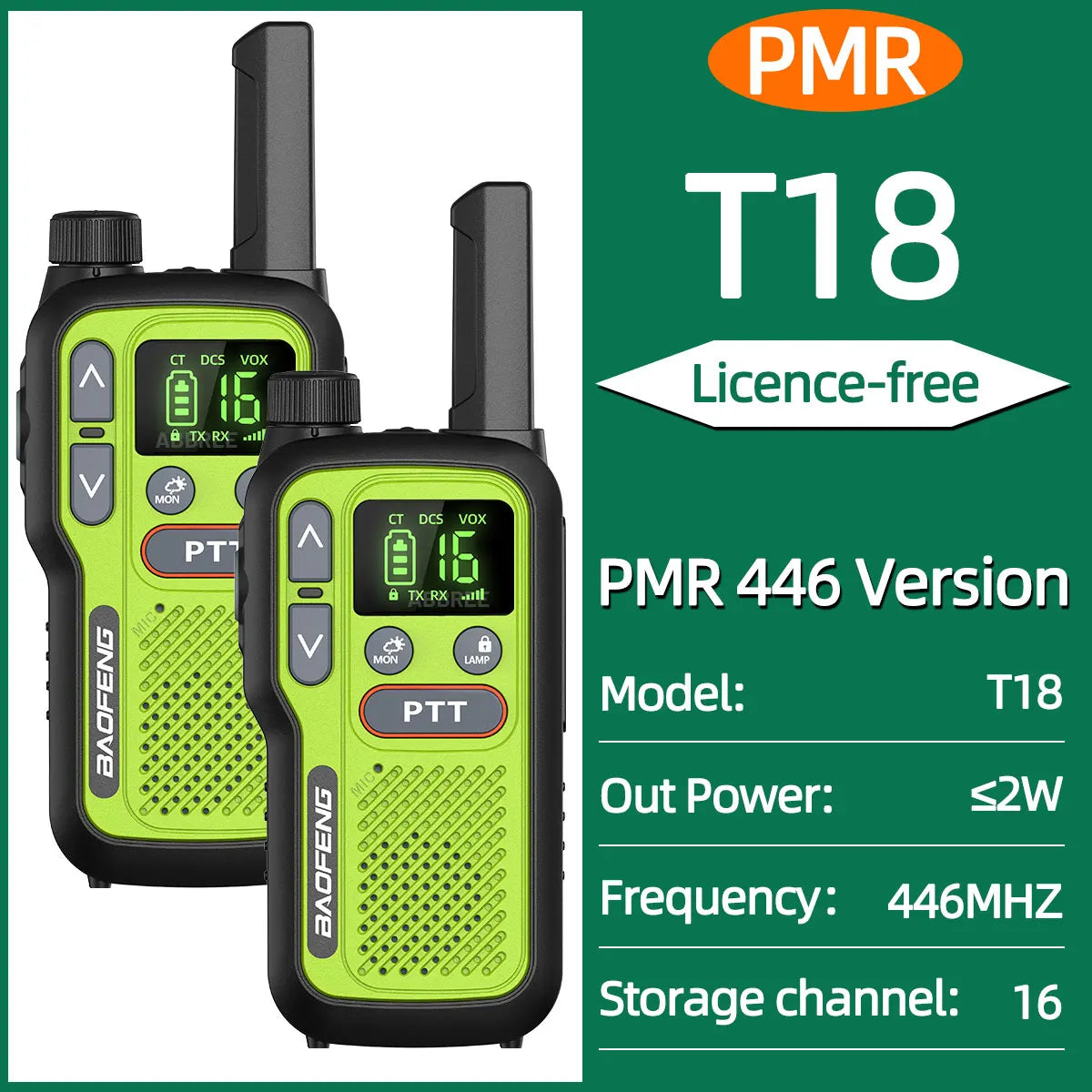 Pack 2 Talkies-Walkies PMR/FRS Sans Licence – Double PTT, VOX, USB-C, Alerte Météo