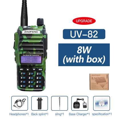 Talkie-Walkie Baofeng UV-82 Double PTT 5W/8W – Radio Amateur VHF/UHF, Portée 10 km
