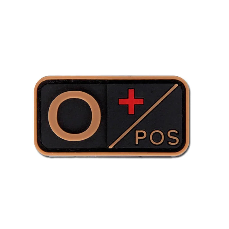 Patch Groupe Sanguin 3D PVC – A B AB O Rh + / - – Écusson Tactique Militaire Hook & Loop 5×2,5 cm - BLACKBEARD OUTDOOR INDUSTRIES