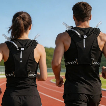 Gilet de running réfléchissant léger, porte-téléphone et porte-gourde