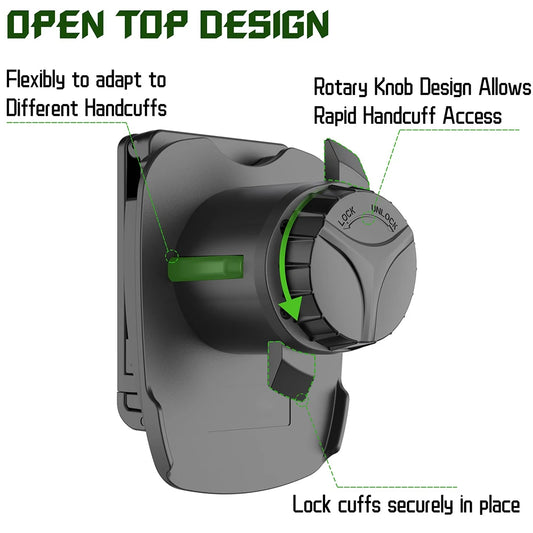 Étui Universel pour Menottes avec Ouverture Supérieure – Verrouillage Sécurisé et Clip Réglable à 60° pour Ceinture de 2 pouces - BLACKBEARD OUTDOOR INDUSTRIES