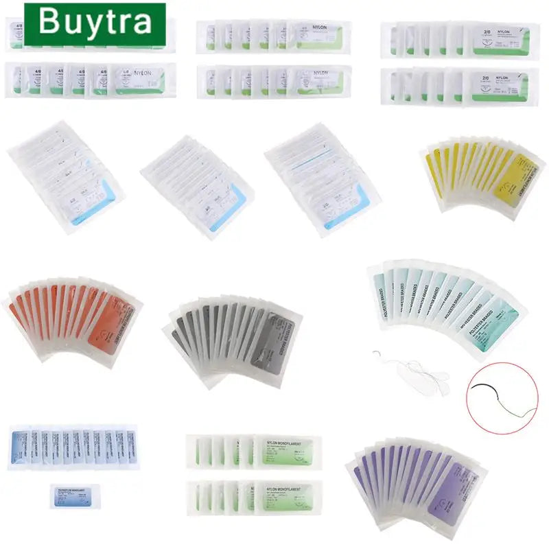Kit de Suture Médicale 12 pcs – Fils Nylon, Polyester & Aiguille 75 cm Ma boutique