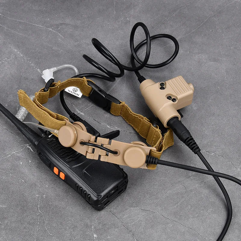 Microphone Laryngophone Tactique WADSN pour Radio Kenwood, BaoFeng UV-5R, UV-5X, UV-82 avec PTT U94 BLACKBEARD OUTDOOR INDUSTRIES
