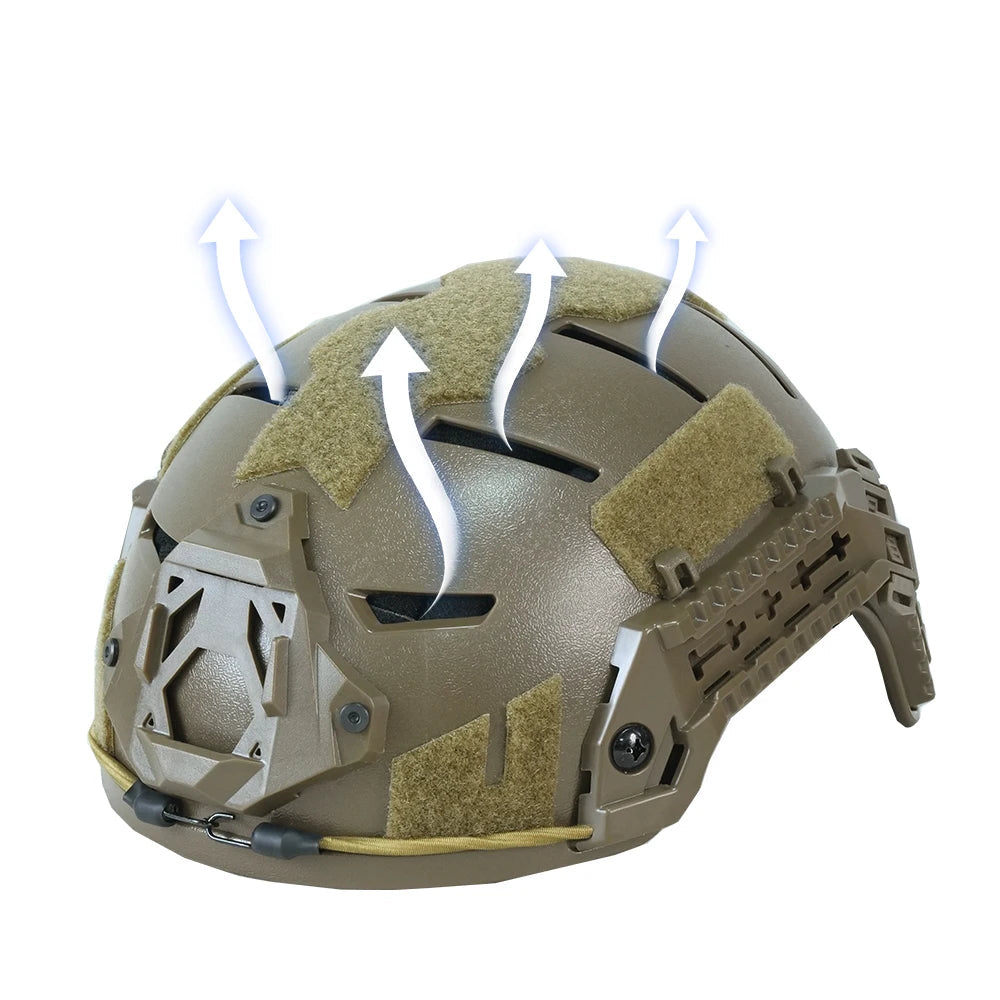 Casque tactique airsoft haute coupe avec rails, 50–55 cm