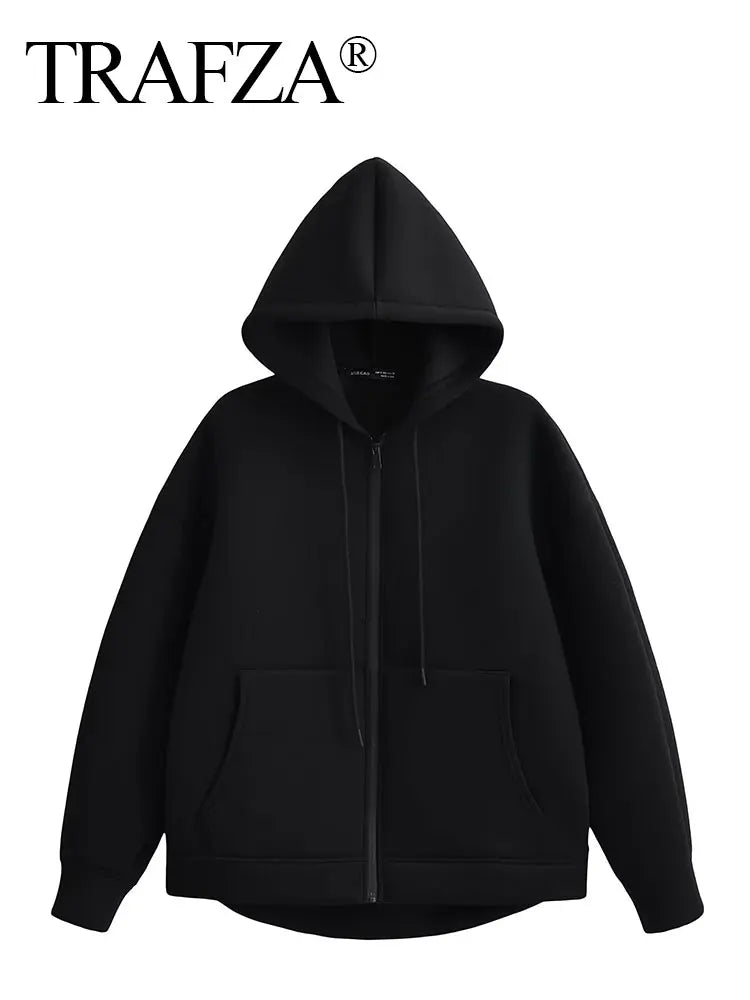 Veste à Capuche Grise femme - Manteau à Manches Longues avec Poches Spacieuses et Fermeture Éclair - Veste Décontractée et Légère pour Femme - BLACKBEARD OUTDOOR INDUSTRIES