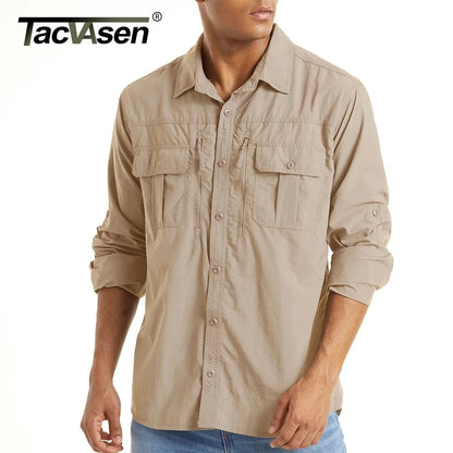 Chemise Homme TACVASEN | Manches Longues | Séchage Rapide | Protection UV | Poches Zippées | Randonnée & Travail Extérieur - BLACKBEARD OUTDOOR INDUSTRIES