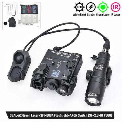 WADSN DBAL-A2 – Combo Laser IR / Rouge / Vert / Bleu + Lampe M300 / M600 + Switch AXON, Rail 20mm