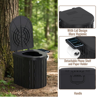 Toilette Portable Pliable Outdoor - Avec Couvercle, Charge 180kg