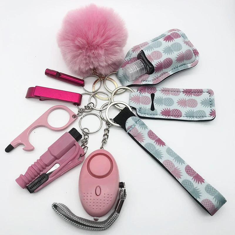 Kit porte-clés de sécurité femme 10 pièces avec dragonne