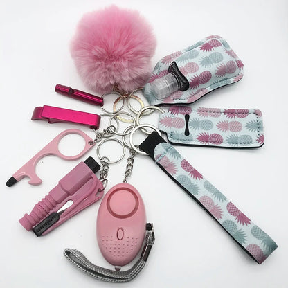 Kit porte-clés de sécurité femme 10 pièces avec dragonne