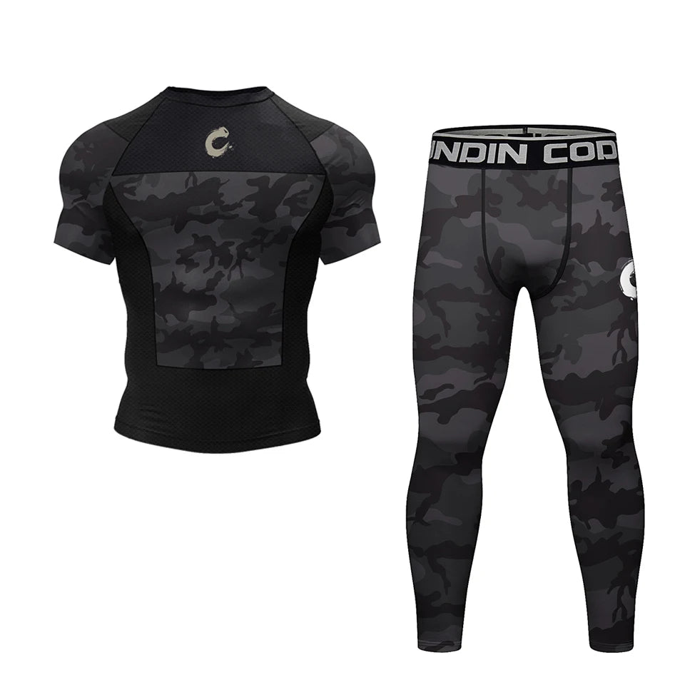 Ensemble Compression MMA BJJ Homme — Rashguard + Short Séchage Rapide | Boxe, Muay Thai, Grappling | M à XXL - BLACKBEARD OUTDOOR INDUSTRIES