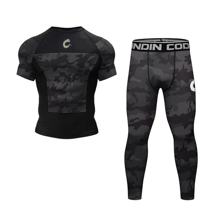 Ensemble Compression MMA BJJ Homme — Rashguard + Short Séchage Rapide | Boxe, Muay Thai, Grappling | M à XXL - BLACKBEARD OUTDOOR INDUSTRIES