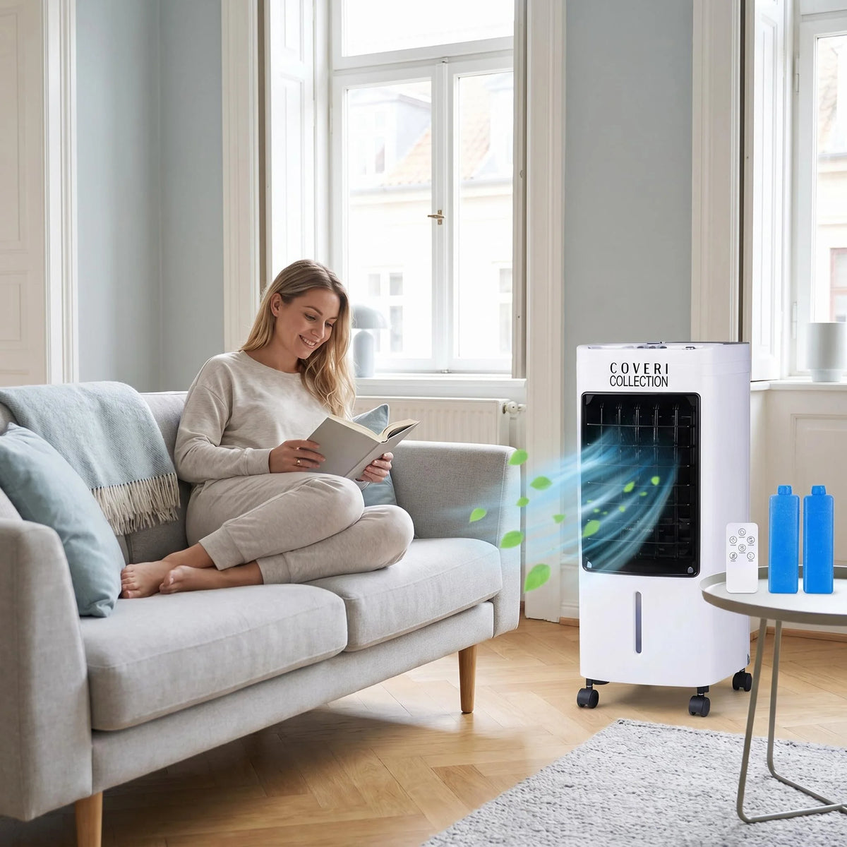 Refroidisseur d'Air Évaporatif 4L – Ventilateur Humidificateur Mobile 65W avec Télécommande et Bacs à Glace