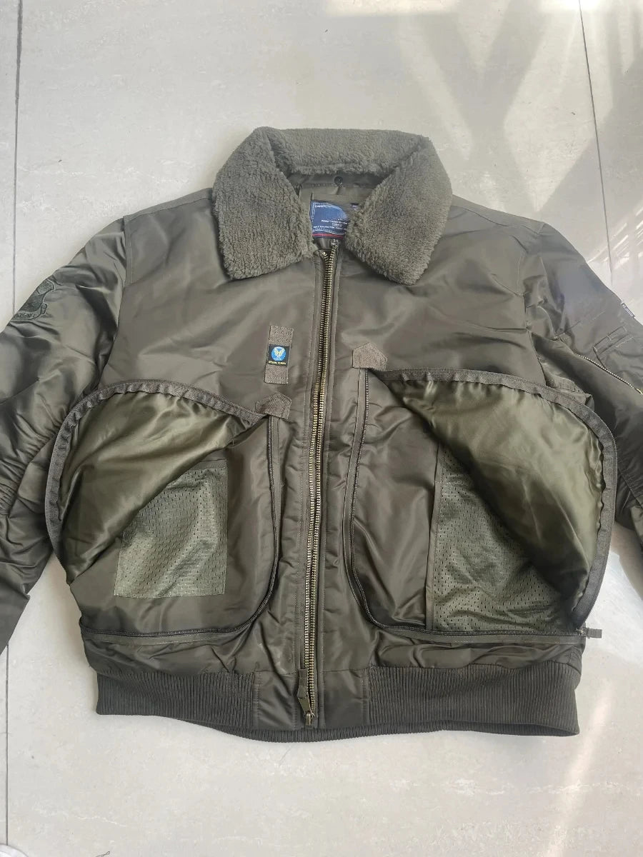 Veste Bomber Homme MA-1 Hiver – Col Fourrure | Veste Militaire Fonctionnelle avec Grandes Poches – Style Chasseur & Avion - BLACKBEARD OUTDOOR INDUSTRIES