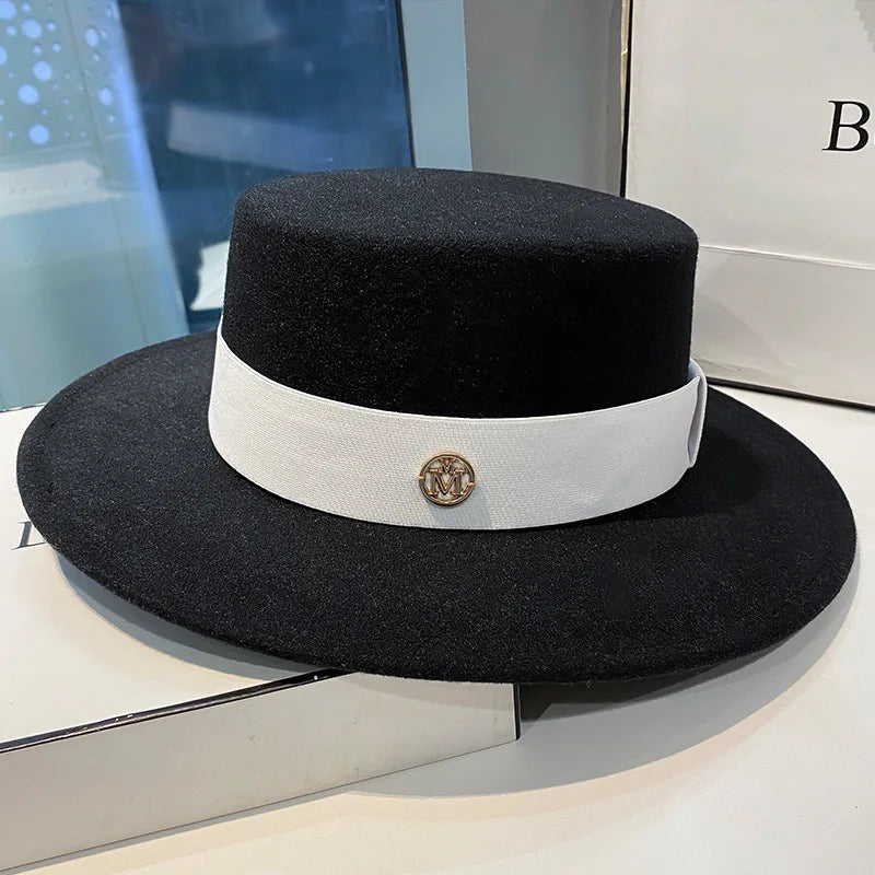 Chapeau fedora femme à bord plat et ruban
