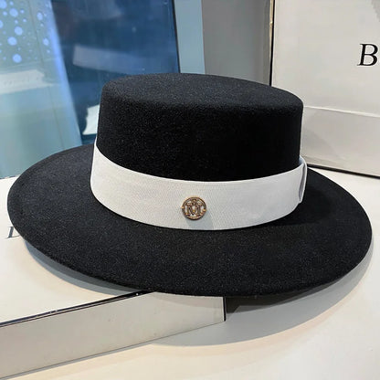 Chapeau fedora femme à bord plat et ruban