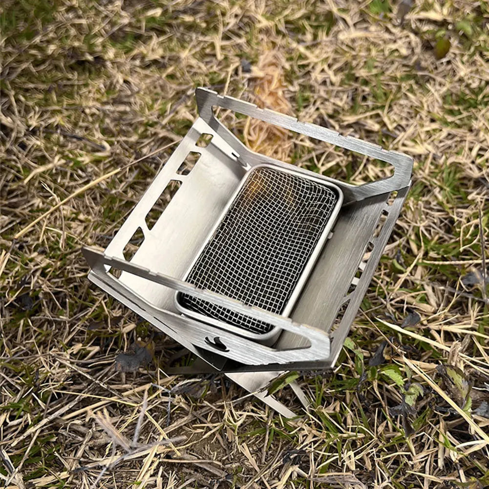 Mini-réchaud à bois pliable en inox pour camping
