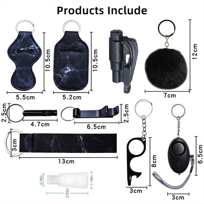 Kit porte-clés de sécurité femme 10 pièces avec dragonne