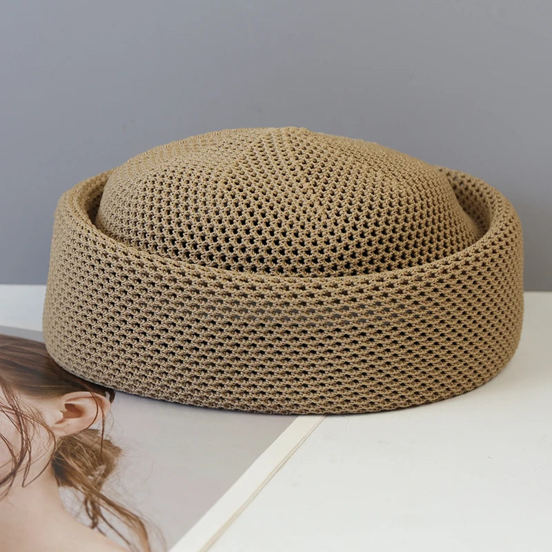 Béret femme été en maille ajourée
