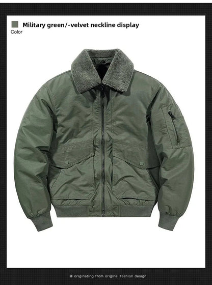 Men's Casual Thickened Cotton Jacket Removable Fur Collar Autumn Winter Warm Stand Collar Looseness Style Chinese Origin BLACKBEARD OUTDOOR INDUSTRIES