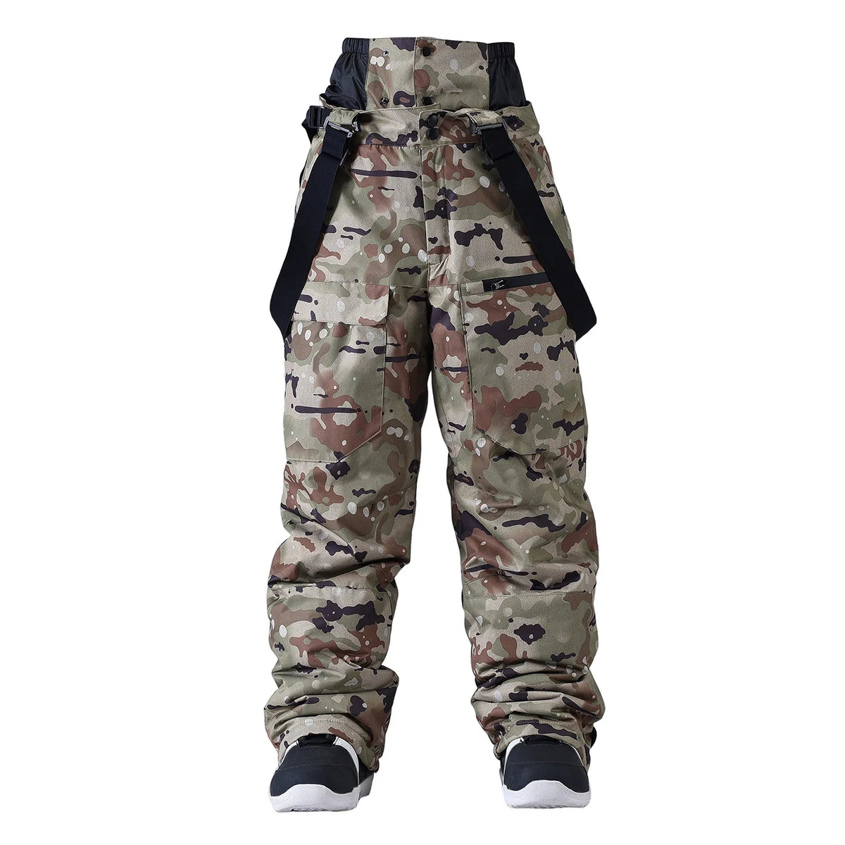 Pantalon de ski camouflage unisexe imperméable à bretelles