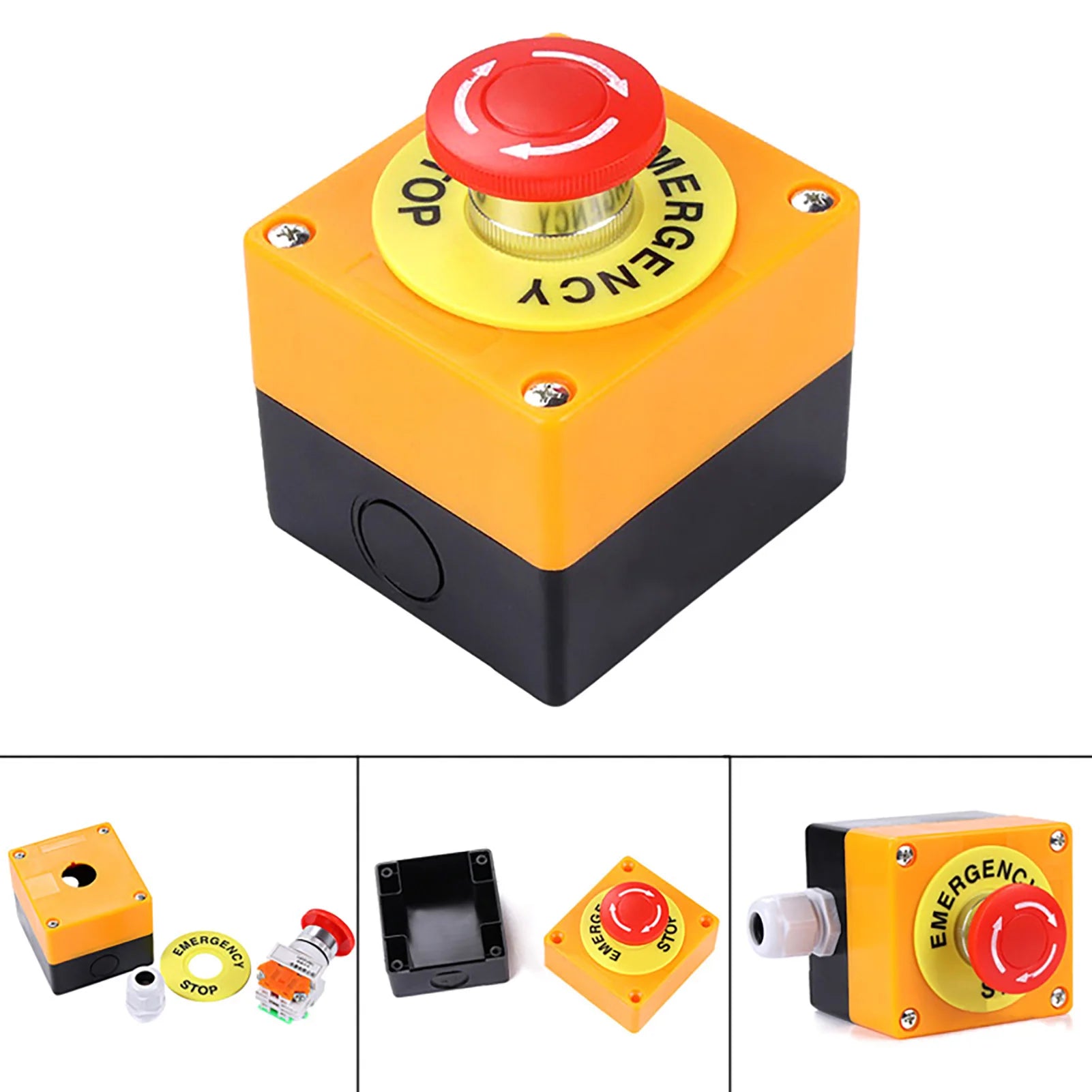 Bouton d’Arrêt d’Urgence 660V 10A Étanche — Champignon Rouge avec Capot Anti-Pluie - BLACKBEARD OUTDOOR INDUSTRIES