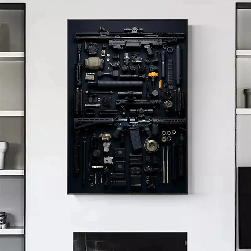 Gun Accessories Posters Wall Art Canvas Painting and Prints Pictures Ak-47 Automatic Rifle Interior for Room Home Decor Gifts BLACKBEARD OUTDOOR INDUSTRIES