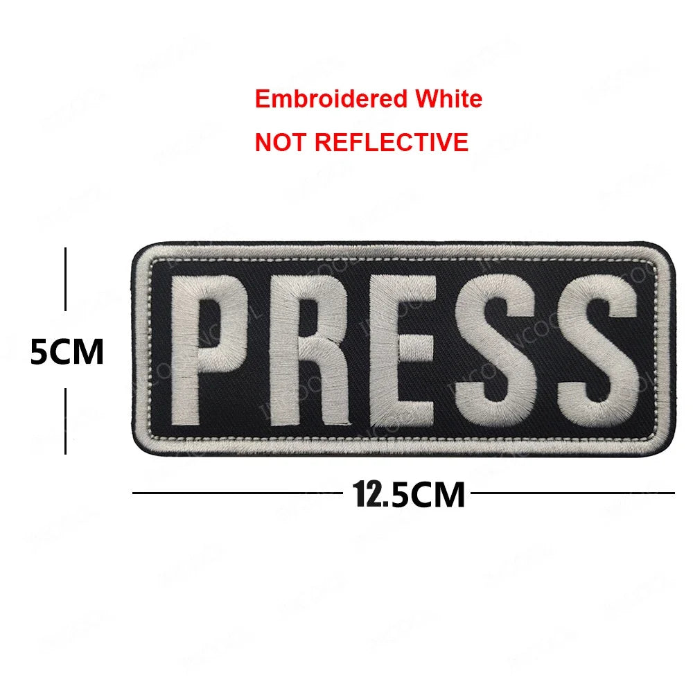 Patch Brassard Brodé PRESS MEDIA INSTRUCTOR – Réfléchissant & Lumineux | Velcro
