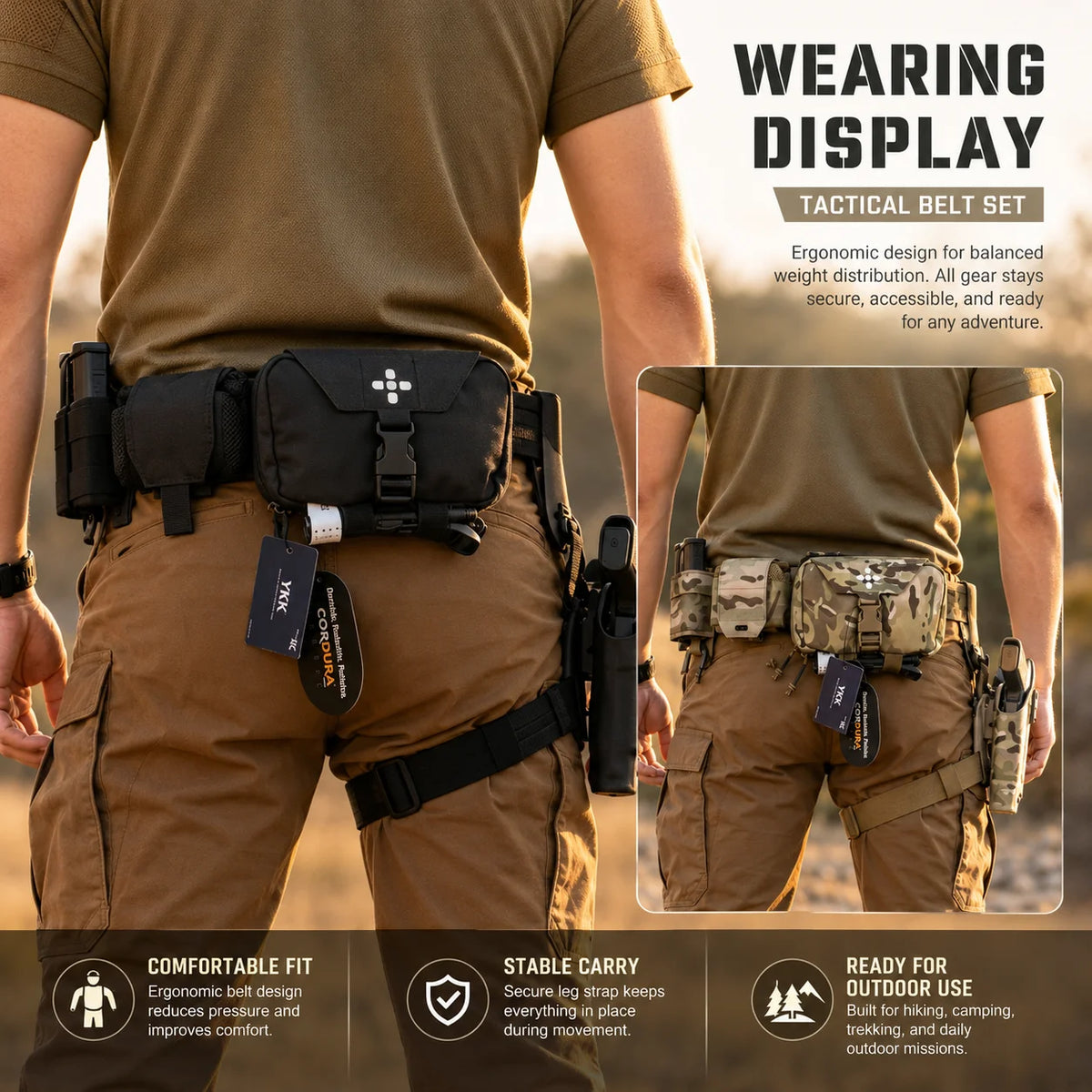Ceinturon Tactique MOLLE Décrochage Rapide - Holster et Sangle de Cuisse