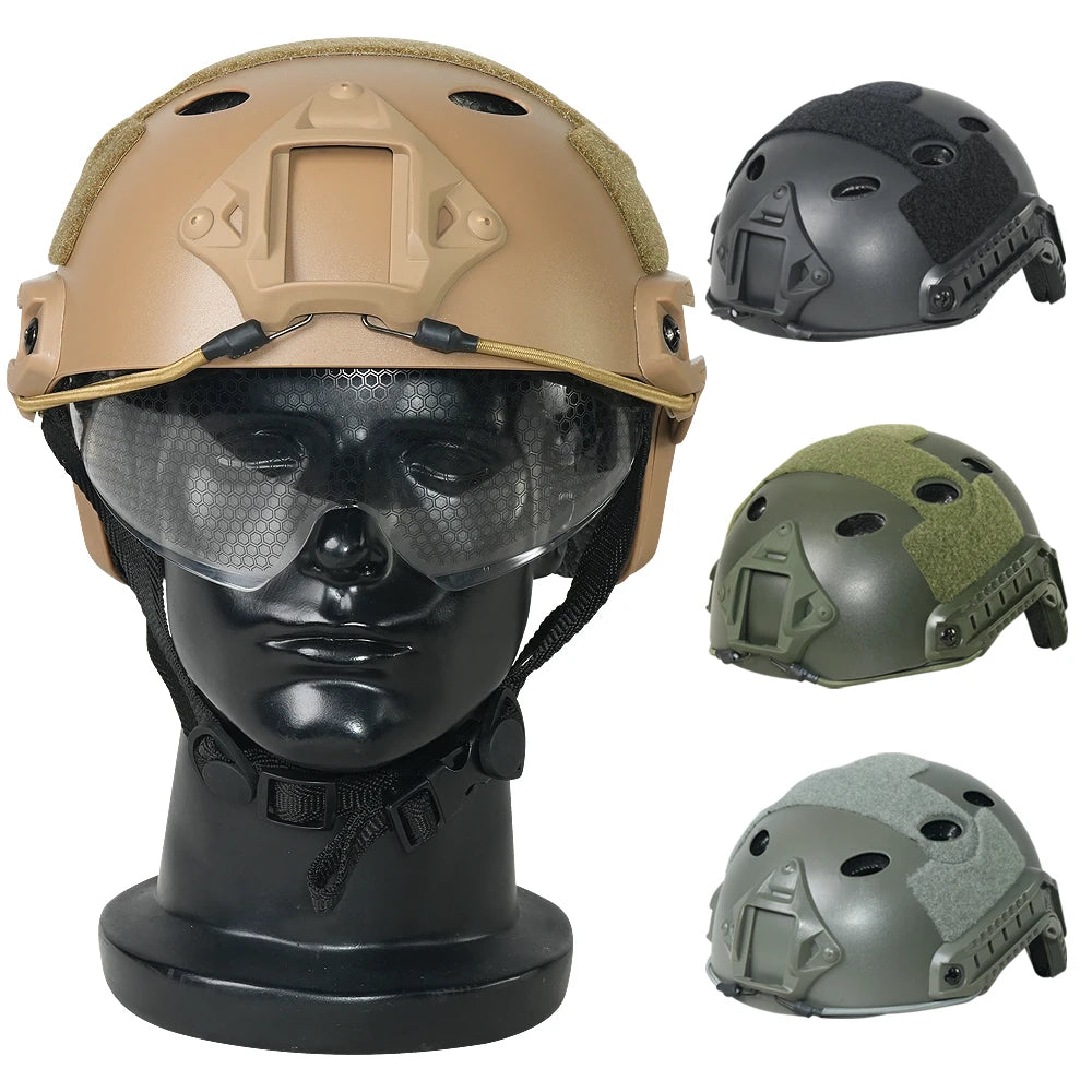 Casque Tactique Fast PJ Airsoft avec Lunettes – Protection Tête ABS CS Tir Outdoor - BLACKBEARD OUTDOOR INDUSTRIES