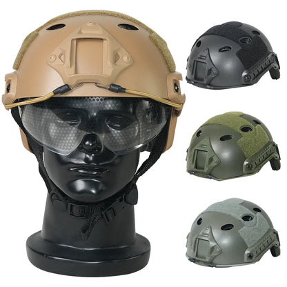Casque Tactique Fast PJ Airsoft avec Lunettes – Protection Tête ABS CS Tir Outdoor - BLACKBEARD OUTDOOR INDUSTRIES