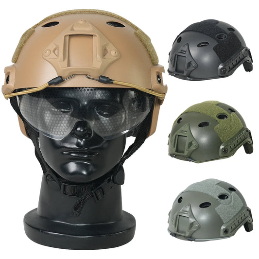 Casque Tactique Fast PJ Airsoft avec Lunettes – Protection Tête ABS CS Tir Outdoor - BLACKBEARD OUTDOOR INDUSTRIES