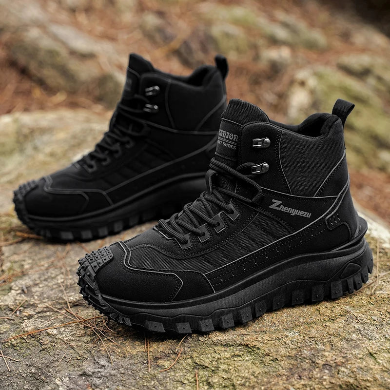 Chaussures de Randonnée Mi-Hautes Homme – Semelle Épaisse Antidérapante, Tige PU, Tailles 39-48