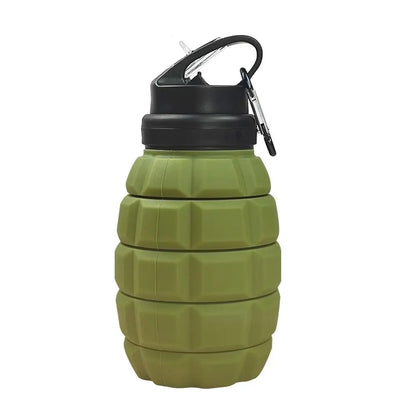 Gourde Silicone Pliable 580ml — Design Grenade Camouflage | Tactique & Outdoor | Rétractable | Sans BPA | 6 Styles Camouflage