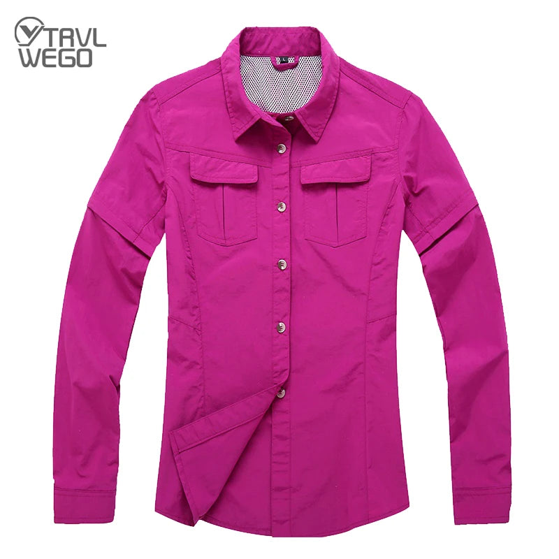 Chemise Randonnée Femme TRVLWEGO – Manches Amovibles UPF50+ Séchage Rapide Anti-Moustiques