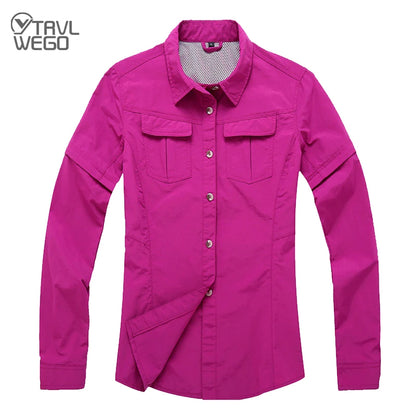 Chemise Randonnée Femme TRVLWEGO – Manches Amovibles UPF50+ Séchage Rapide Anti-Moustiques