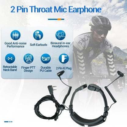 Baofeng Microphone de Gorge Réglable 2Pin avec PTT pour Talkie-Walkie - BLACKBEARD OUTDOOR INDUSTRIES