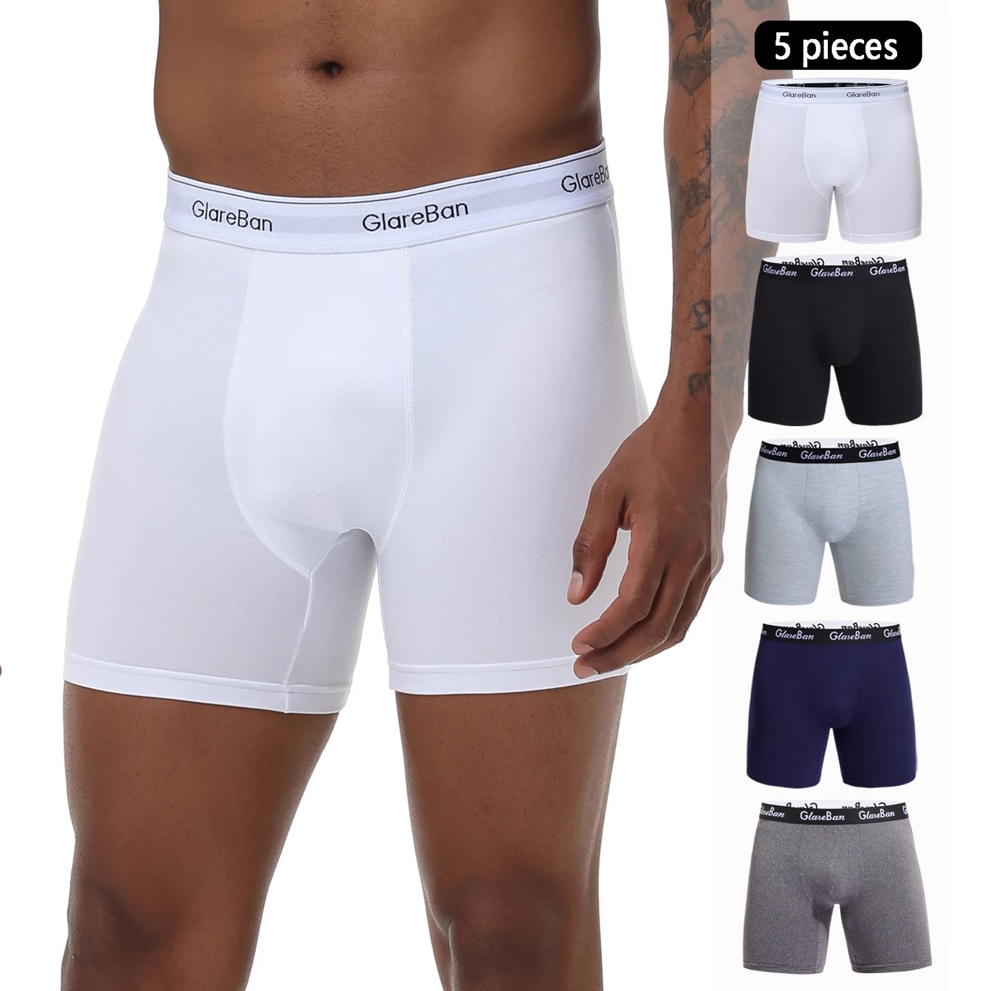 Lot de 5 Boxers Noirs Homme – Confort Mi-Long, Respirant & Moderne - BLACKBEARD OUTDOOR INDUSTRIES