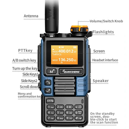 Talkie-Walkie Quansheng UV-K6 – Radio Portable UHF/VHF 5W, Bande Air, Charge USB-C