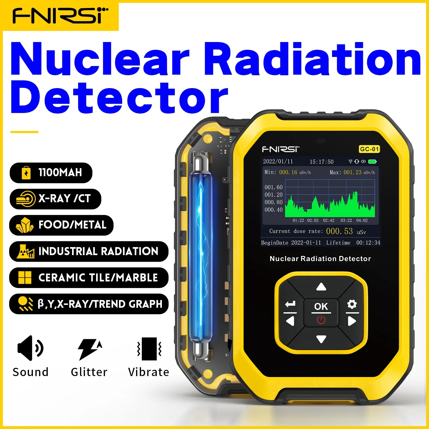 FNIRSI GC-01 – Détecteur de Radiation Nucléaire Personnel, Fiable et Rechargeable - BLACKBEARD OUTDOOR INDUSTRIES