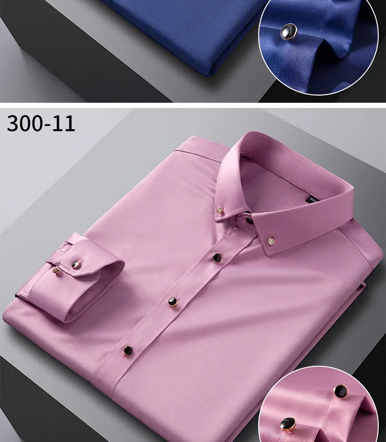 Chemise Homme de Qualité, Manches Longues, Élastique, Confortable et Anti-Retouche – Chemise Business Slim Fit Coréenne BLACKBEARD OUTDOOR INDUSTRIES