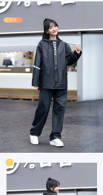 Set de Poncho de Pluie Séparé avec Pantalons - Ensemble Complet Résistant aux Tempêtes, Imperméable,  Réfléchissant BLACKBEARD OUTDOOR INDUSTRIES