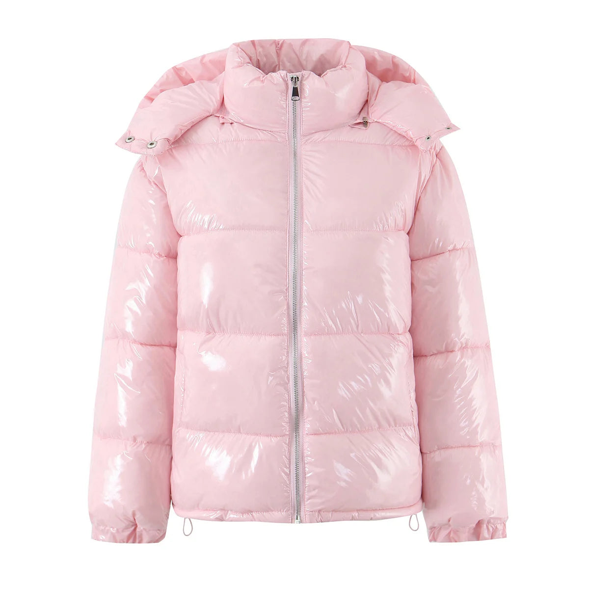 Doudoune brillante femme à capuche