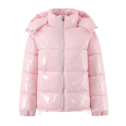 Doudoune brillante femme à capuche