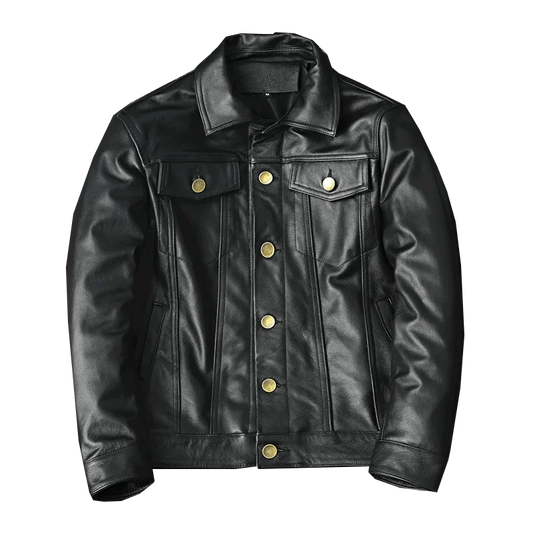 Veste en Cuir Véritable Homme — Slim Fit Moto Vintage Noir - BLACKBEARD OUTDOOR INDUSTRIES